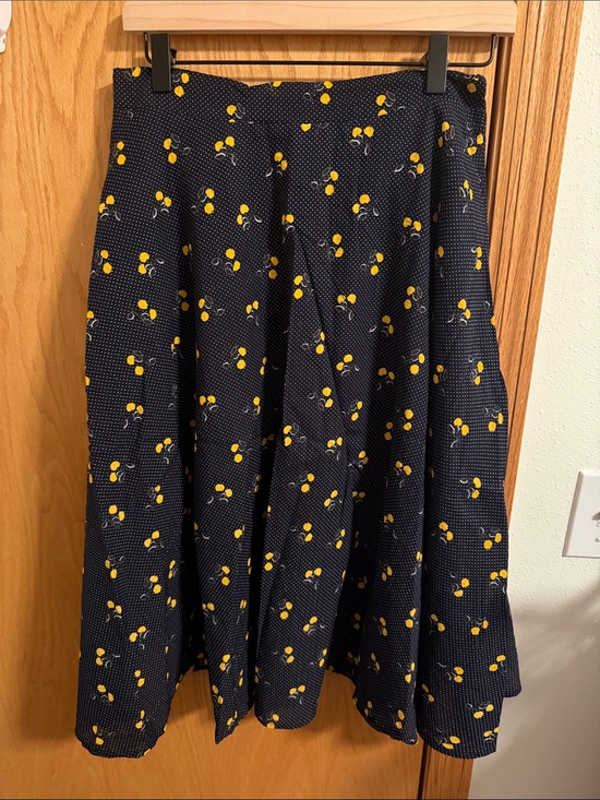 Tulip B Dresses & Skirts - Navy Circle Skirt with Yellow Cherry Print